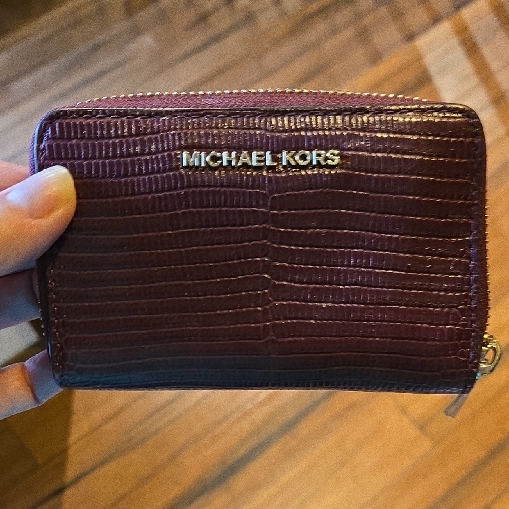 Michael Kors Maroon Textured Wallet